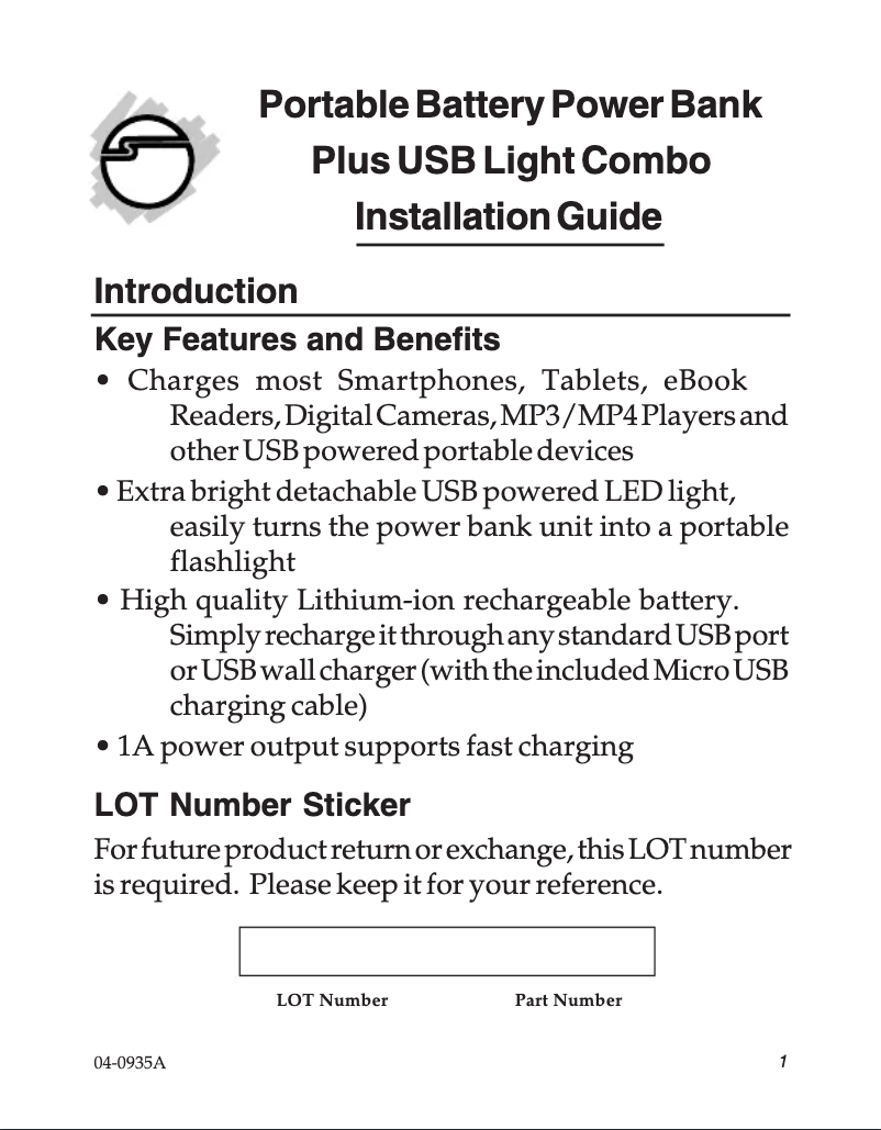 Page 1 de la notice Manuel utilisateur Siig CE-CH0B12-S1