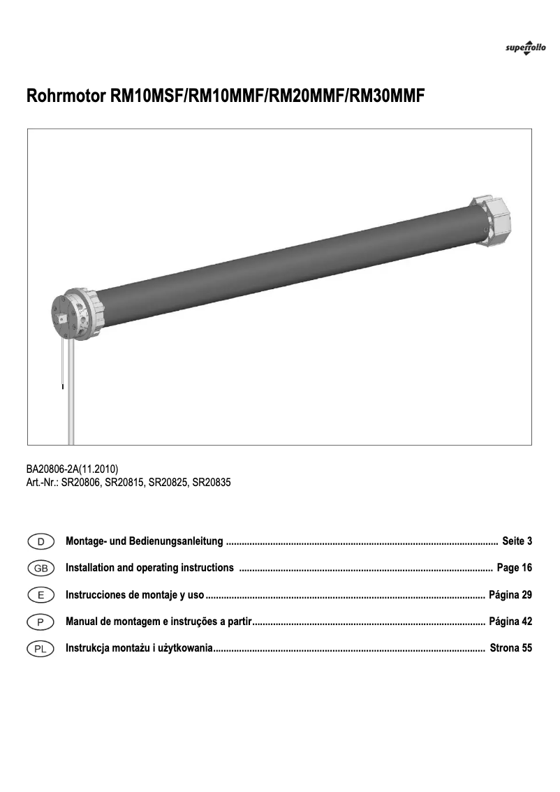 Página 1 del manual Manual de usuario Superrollo RM30MMF