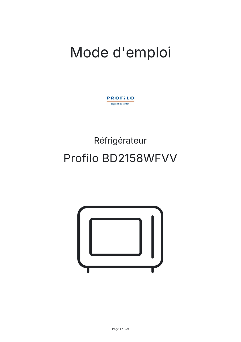 Page n°1 - Mode d'emploi Profilo BD2158WFVV