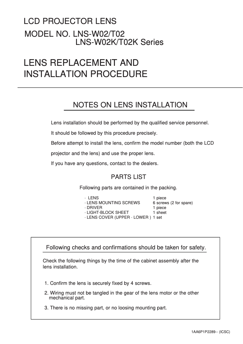 Page 1 de la notice Manuel utilisateur Sanyo LNS-T02E