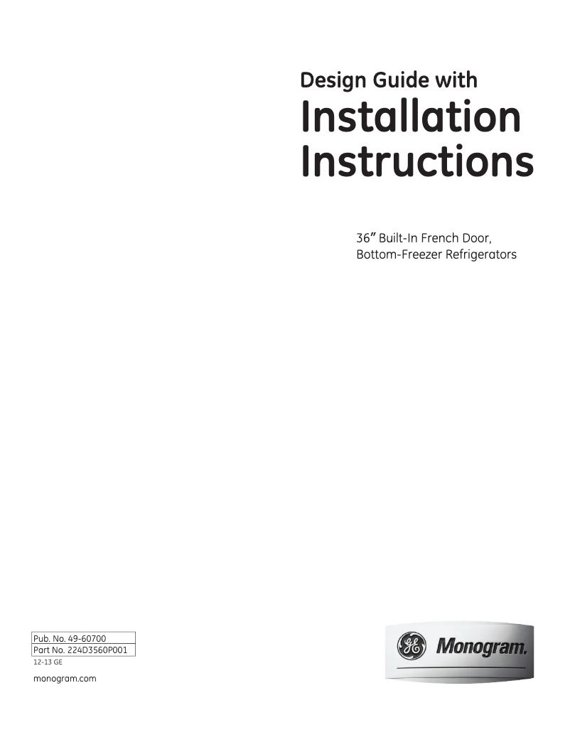 Page 1 de la notice Guide d'installation GE ZIPP360NZ