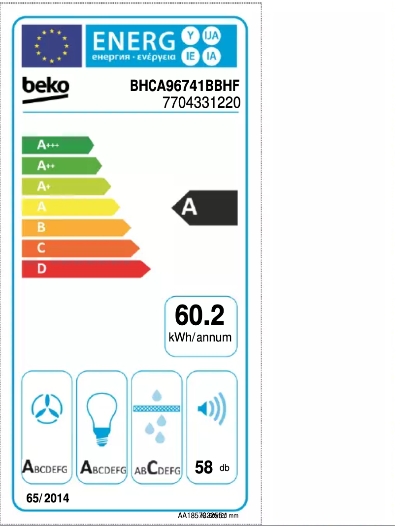 Page n°1 - Label énergétique Beko BHCA96741BBHF