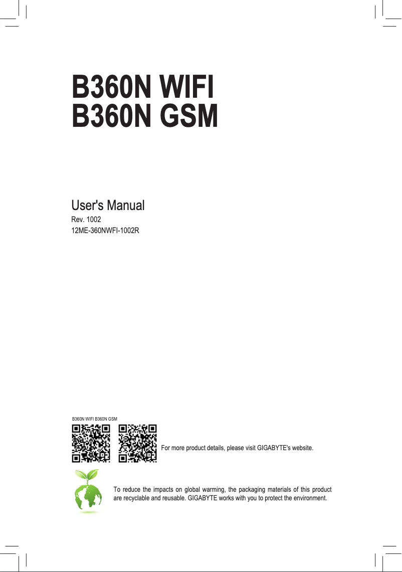 Page 1 de la notice Manuel utilisateur Gigabyte B360N WIFI