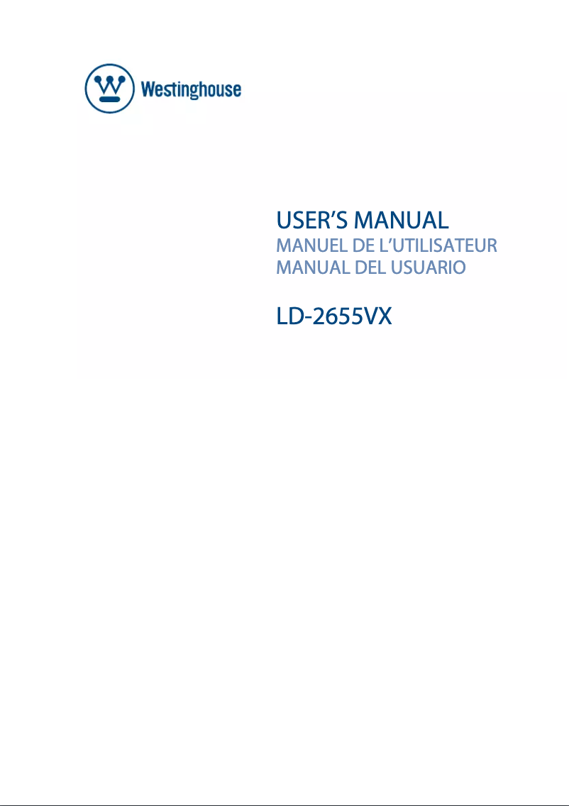 Page n°1 - Manuel utilisateur Westinghouse LD-2655VX