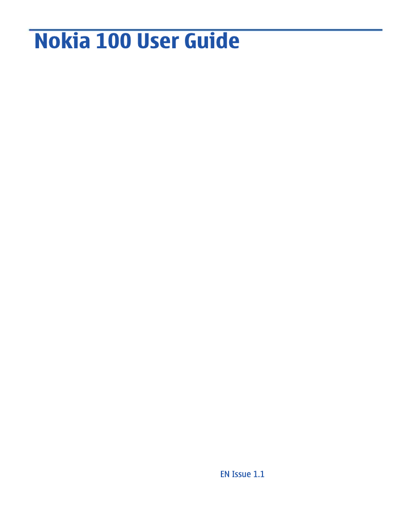 Page 1 de la notice Manuel utilisateur Nokia 100 Phantom