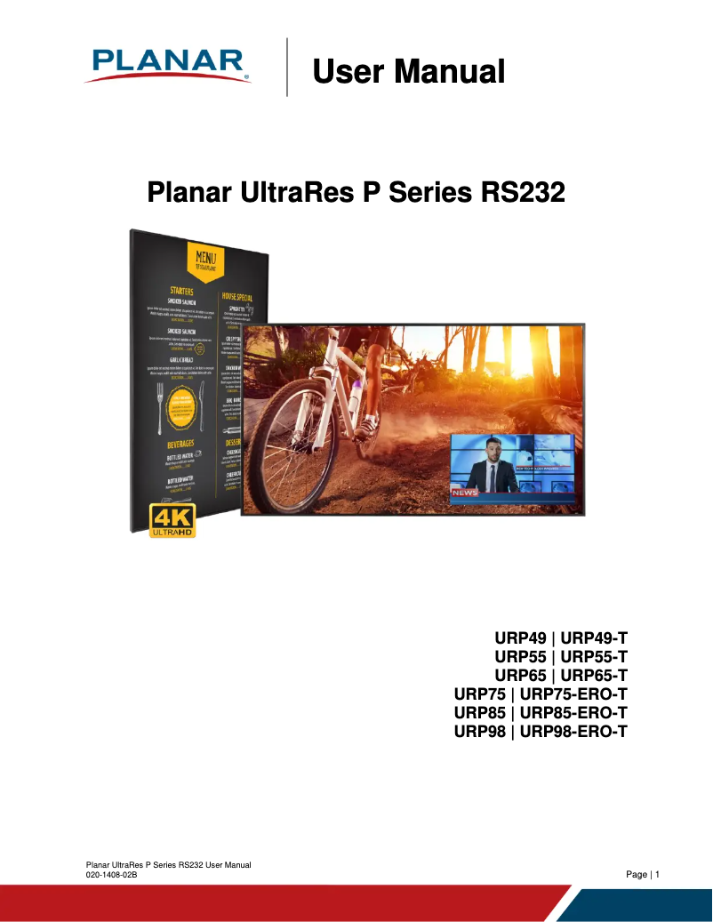 Página 1 del manual Manual de usuario Planar UltraRes P RS232