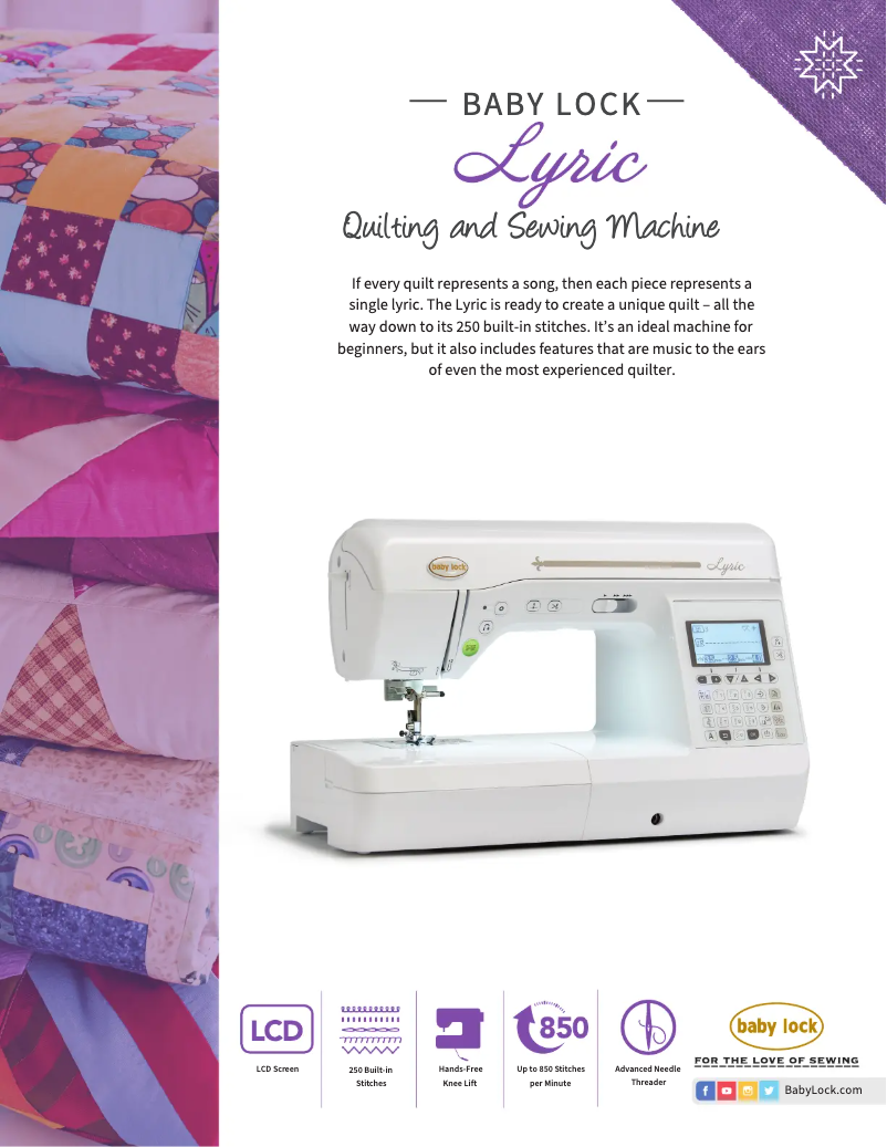 Page 1 de la notice Brochure Baby Lock Lyric