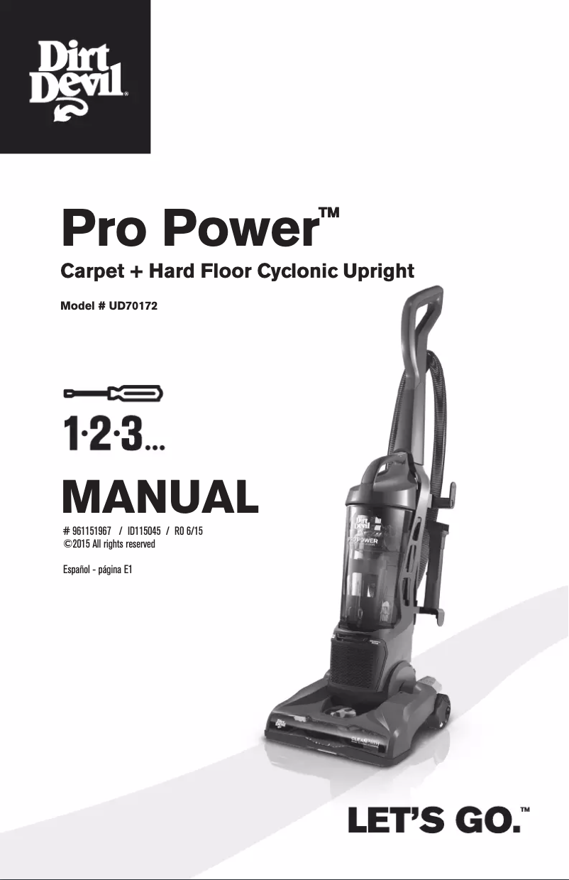 Page 1 de la notice Manuel utilisateur Dirt Devil Pro Power UD70172