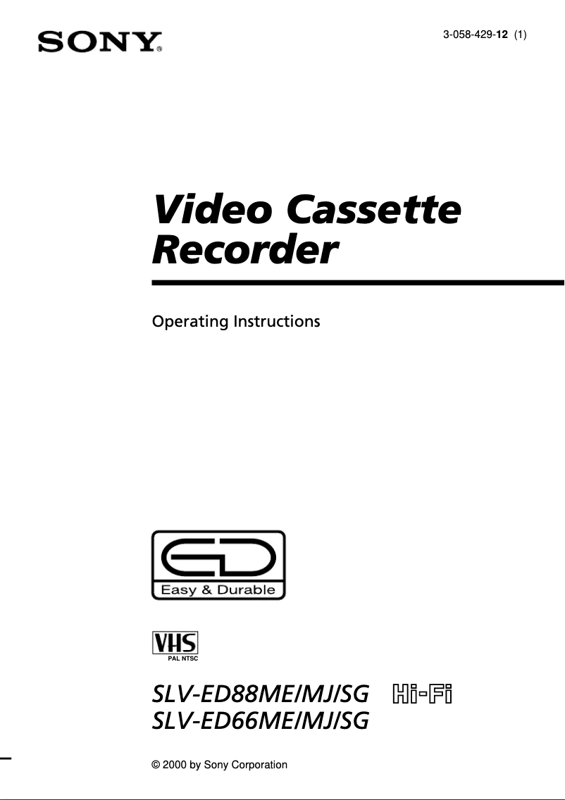 Image de la première page du manuel de l'appareil SLV-ED66ME