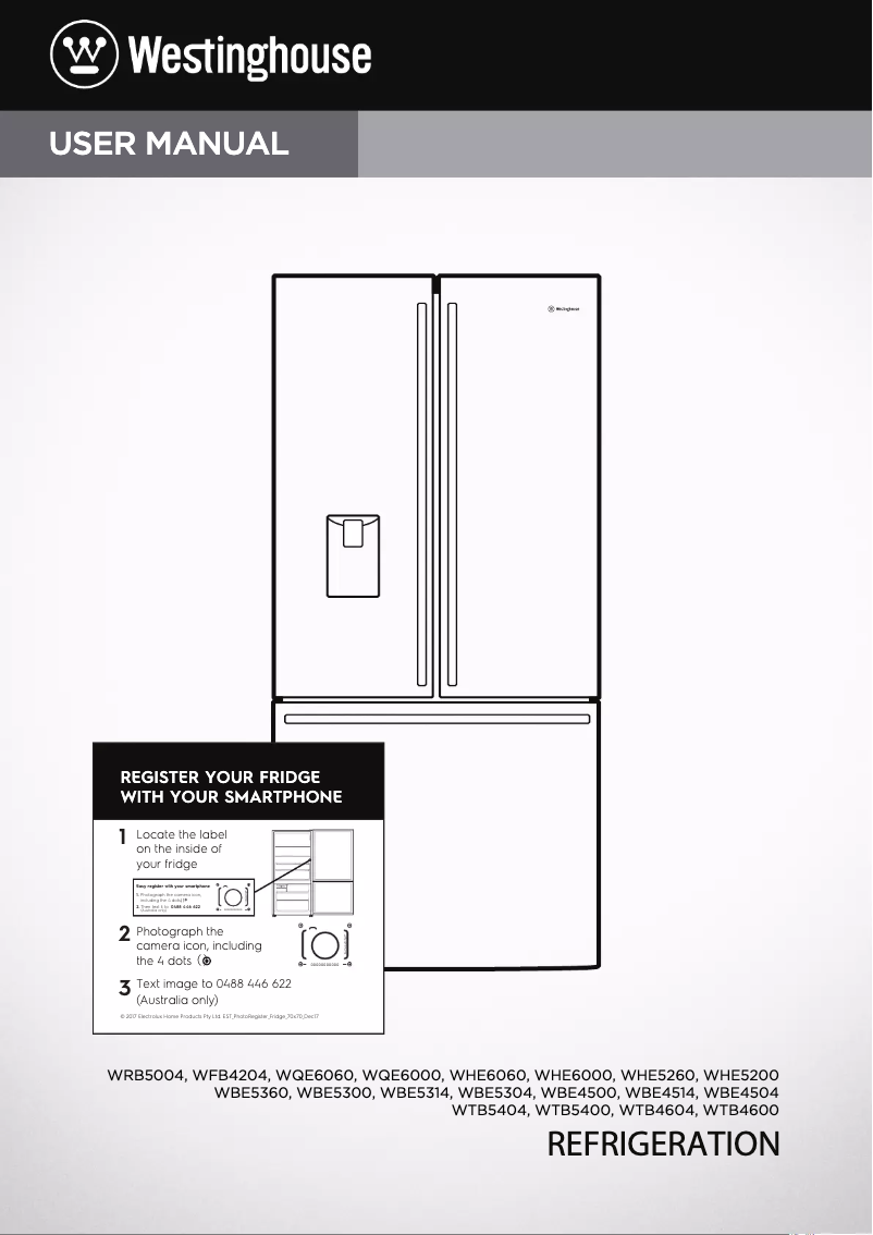 Page n°1 - Manuel utilisateur Westinghouse WFB4204WA