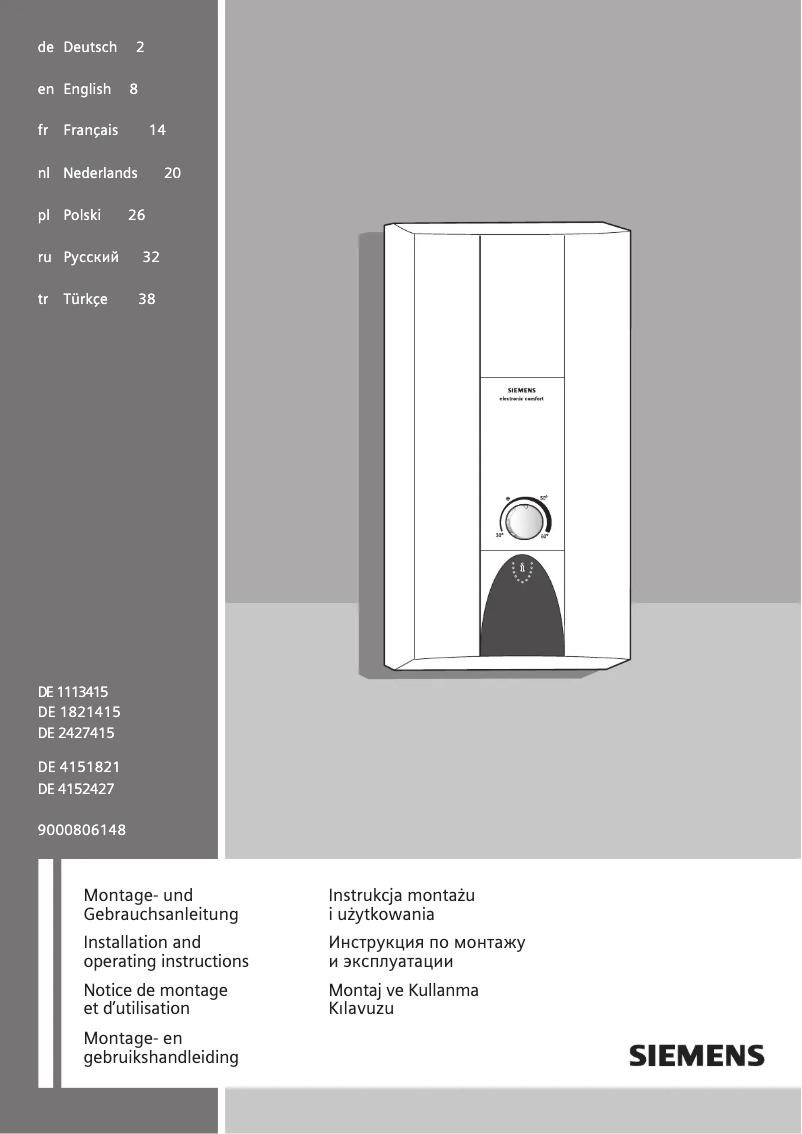Page n°1 - Manuel utilisateur Siemens DE2427415