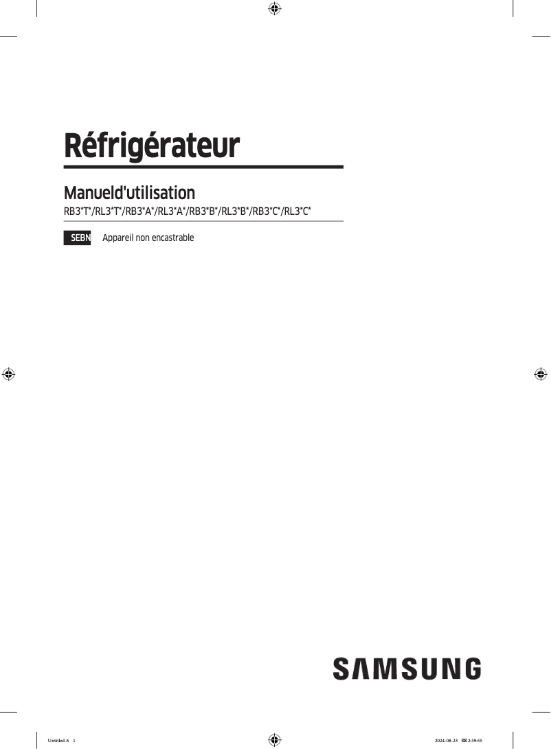 Page n°1 - Manuel utilisateur Samsung RL38A7B63S9