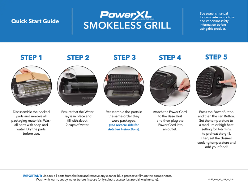 Image de la première page du manuel de l'appareil Smokeless Grill PG-1500