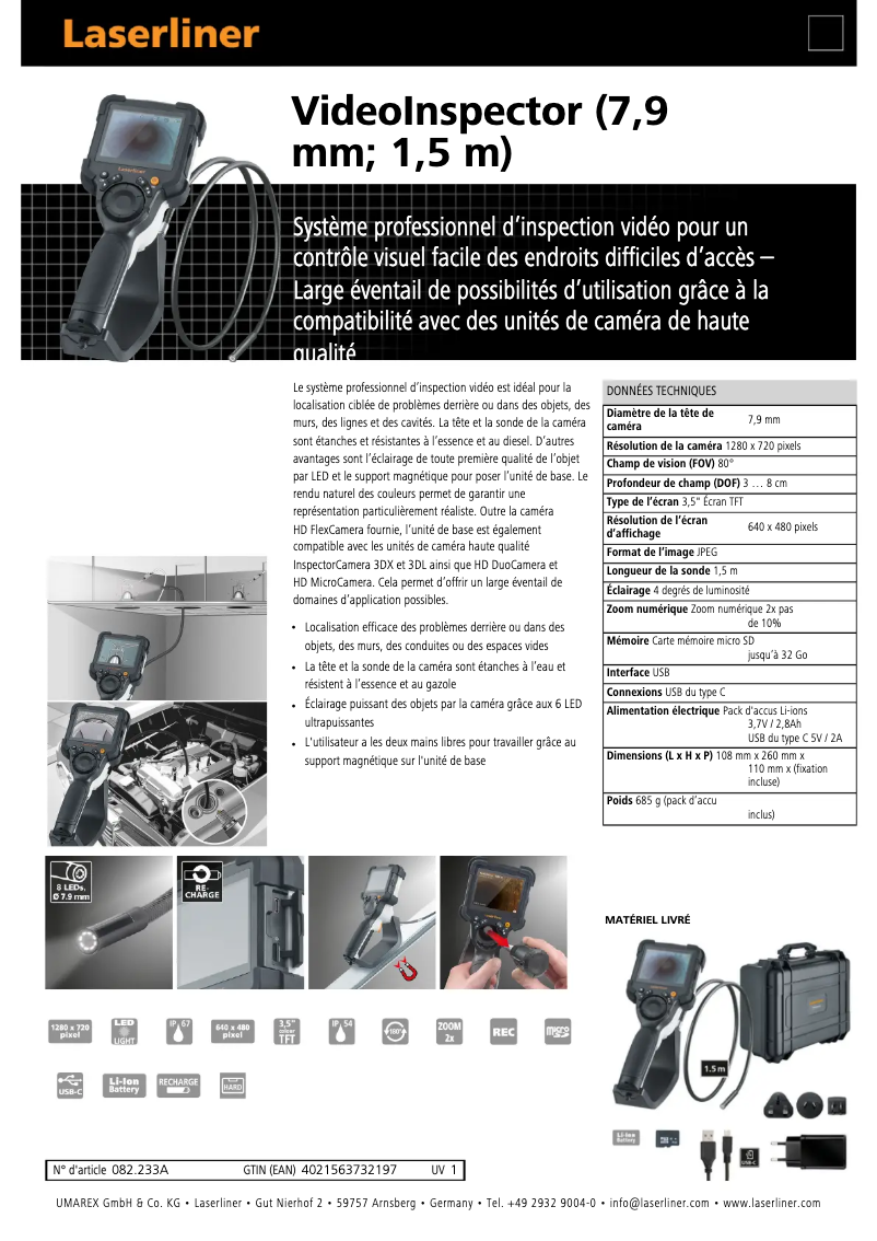 Image de la première page du manuel de l'appareil VideoInspector