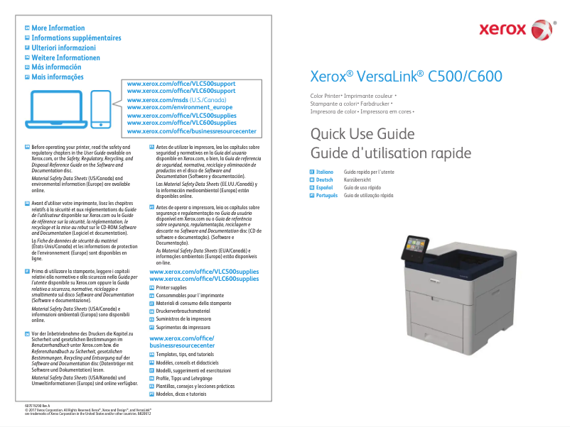 Page n°1 - Manuel utilisateur Xerox VersaLink C500