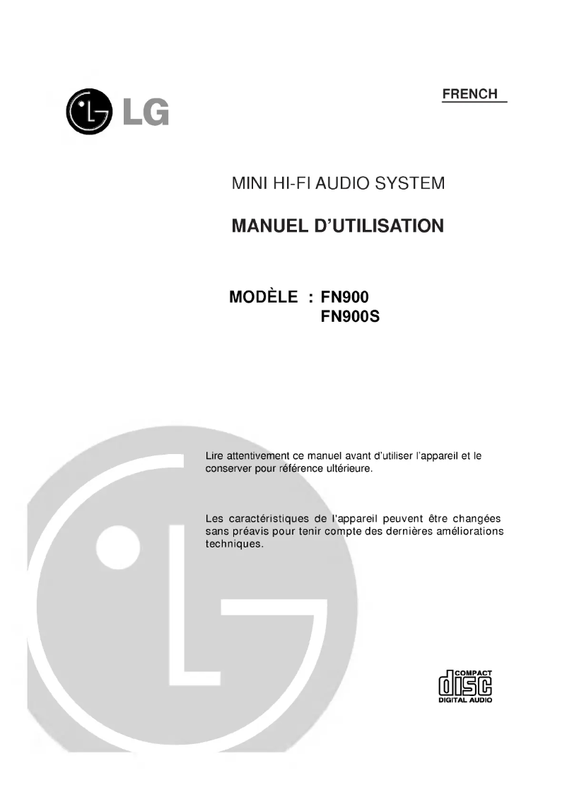 Page 1 de la notice Manuel utilisateur LG FFH-876MVA