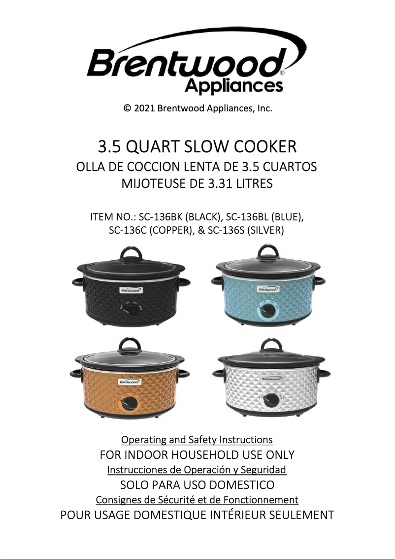 Página 1 del manual Manual de usuario Brentwood SC-136BK