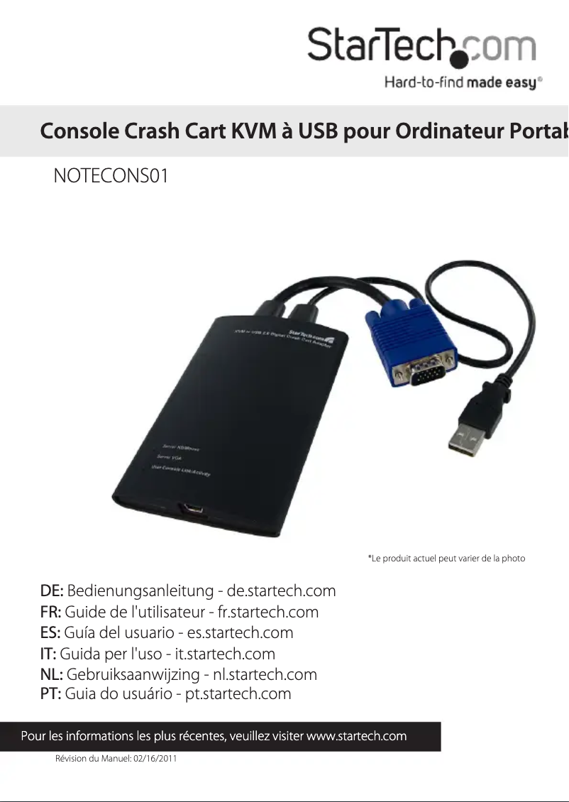 Page 1 de la notice Mode d'emploi StarTech.com NOTECONS01
