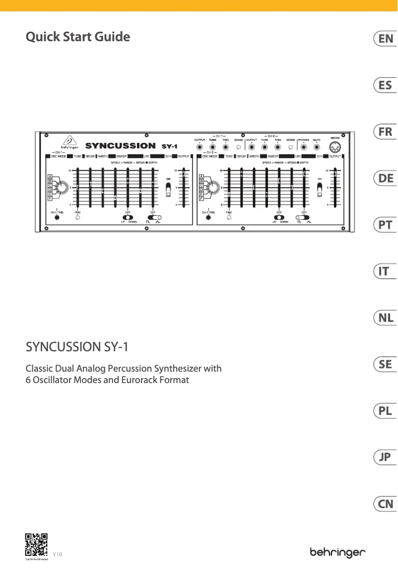 Page 1 de la notice Manuel utilisateur Behringer SYNCUSSION SY-1