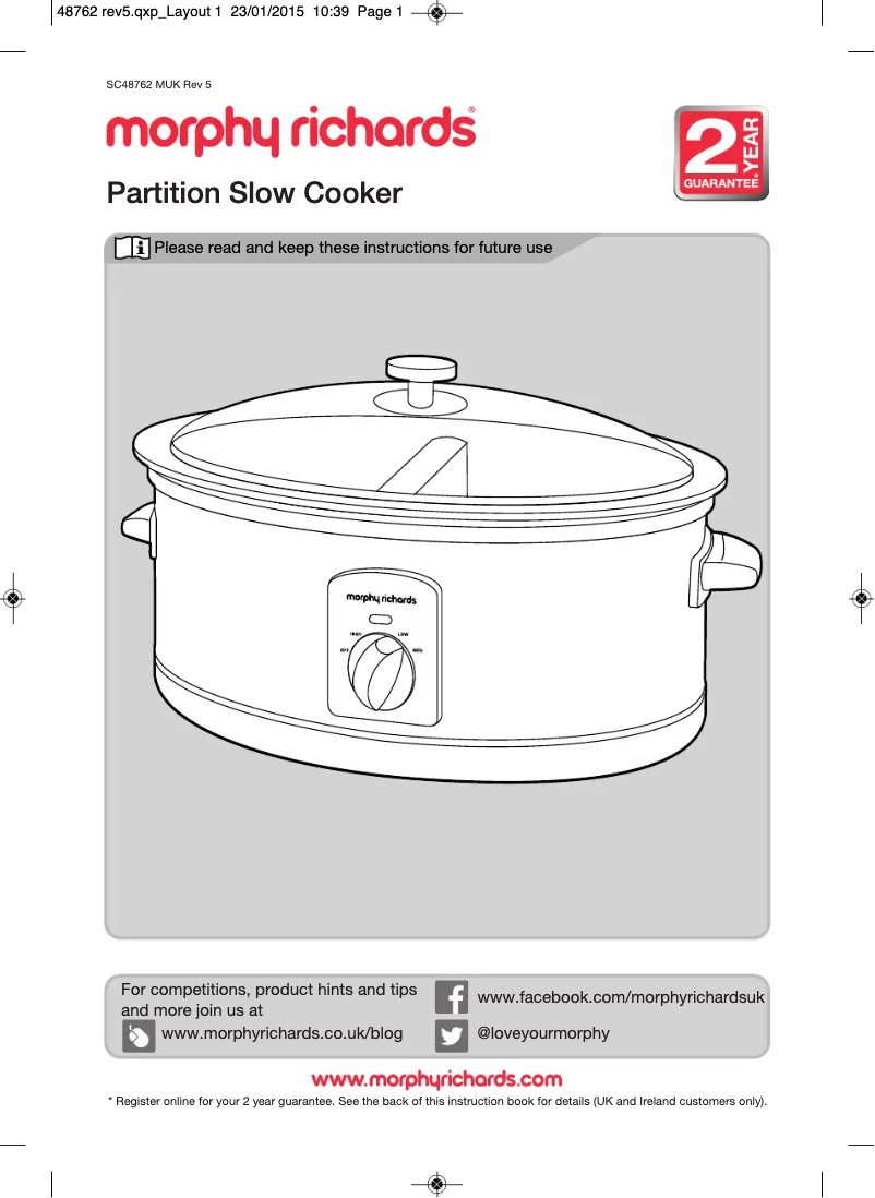 Image de la première page du manuel de l'appareil Partition Slow Cooker 48762