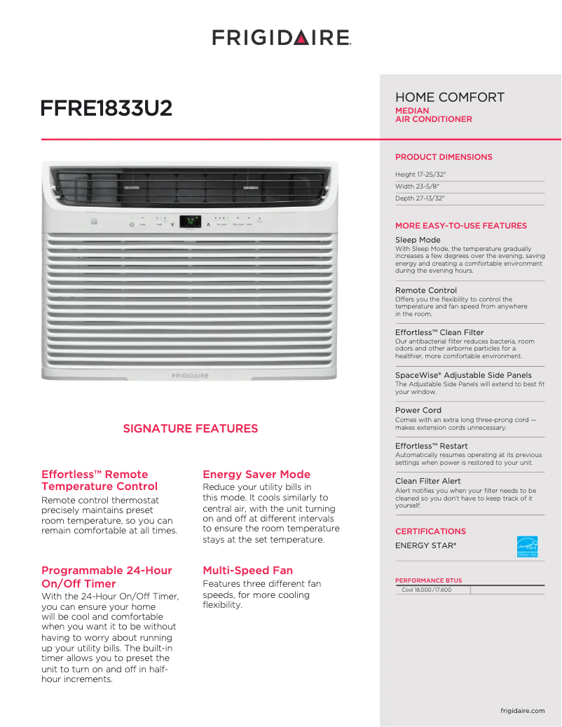 Image de la première page du manuel de l'appareil FFRE1833U2