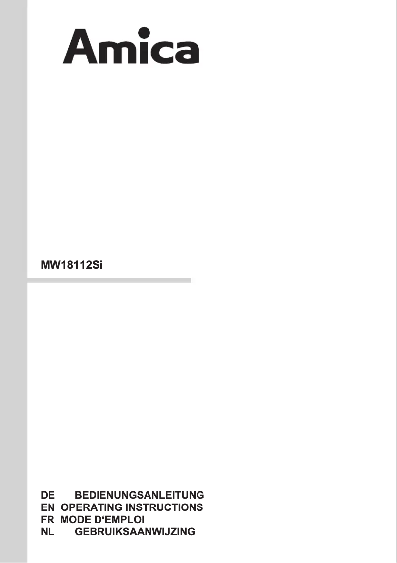 Page n°1 - Manuel utilisateur Amica MW 18112 Si