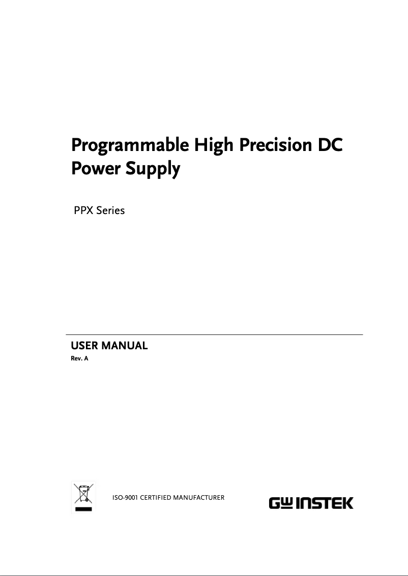 Image de la première page du manuel de l'appareil PPX-1005-GPIB