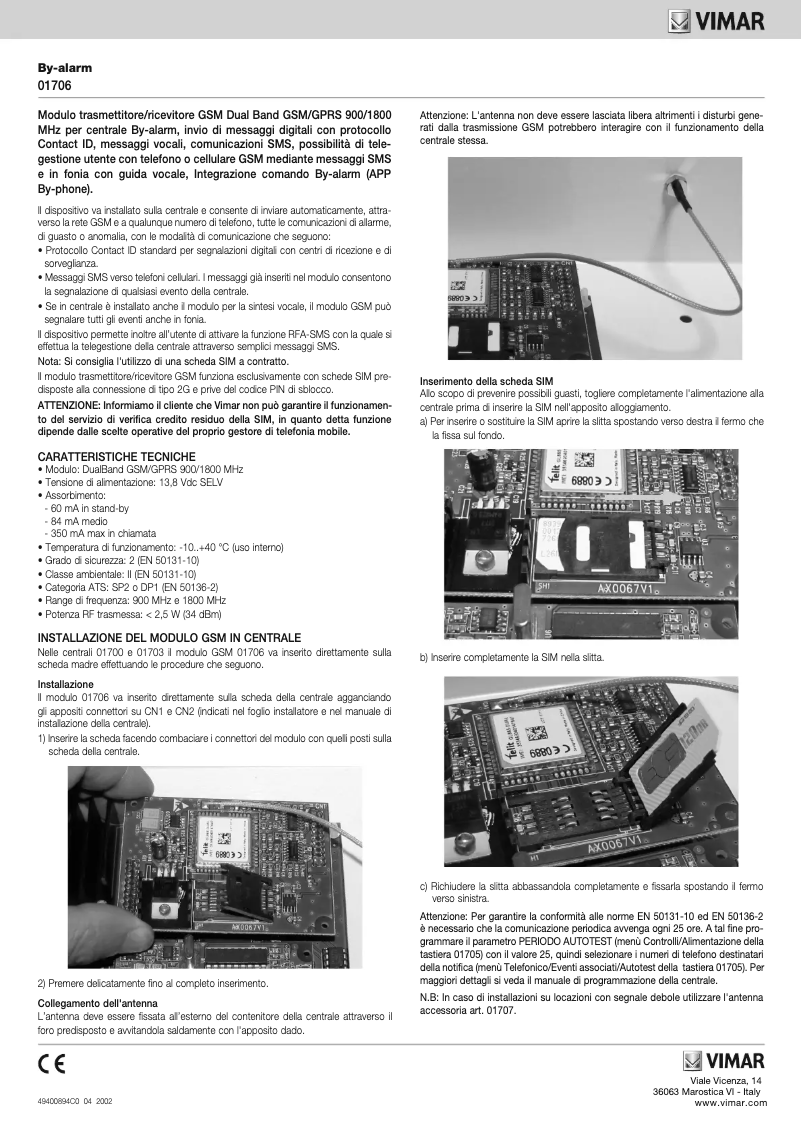 Page n°1 - Manuel utilisateur Vimar 01706
