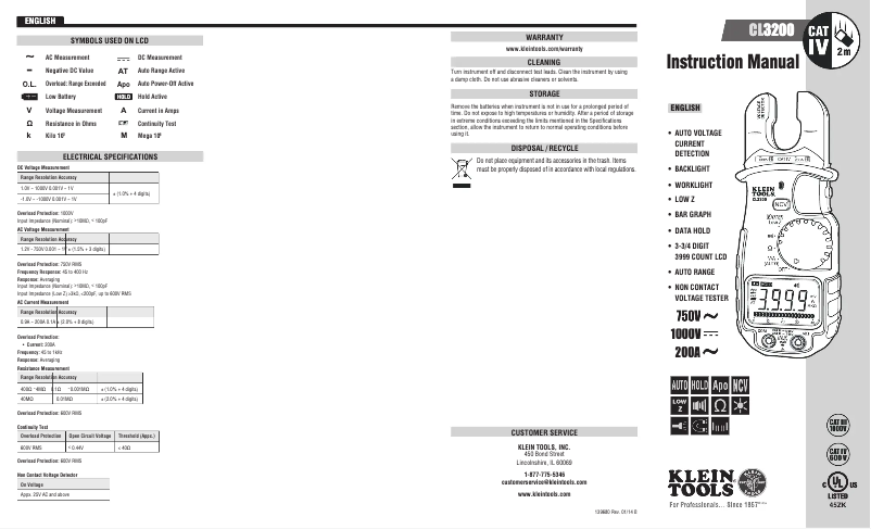 Image de la première page du manuel de l'appareil CL3200