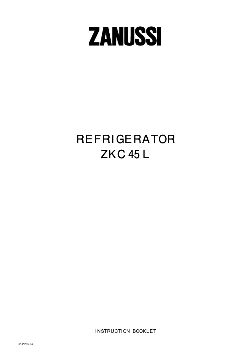 Page 1 de la notice Manuel utilisateur Zanussi ZKC45L