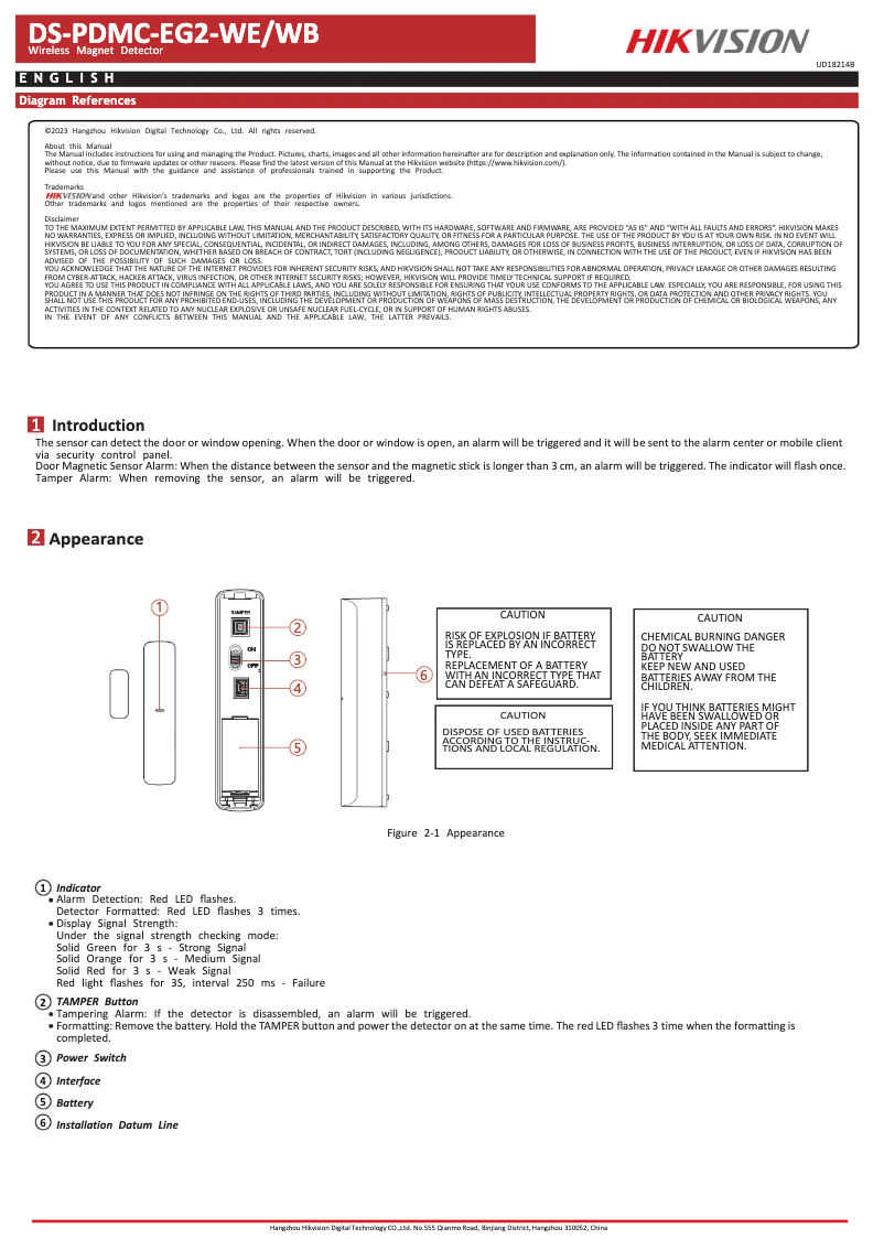 Page n°1 - Manuel utilisateur Hikvision DS-PDMC-EG2-WE