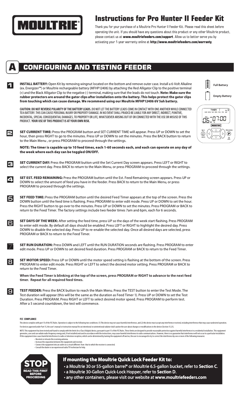 Page 1 de la notice Manuel utilisateur Moultrie Pro Hunter II
