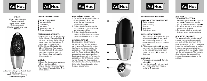 Página 1 del manual Manual de usuario AdHoc Bud MP22