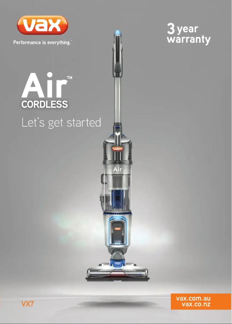 Page 1 de la notice Manuel utilisateur Vax VX7