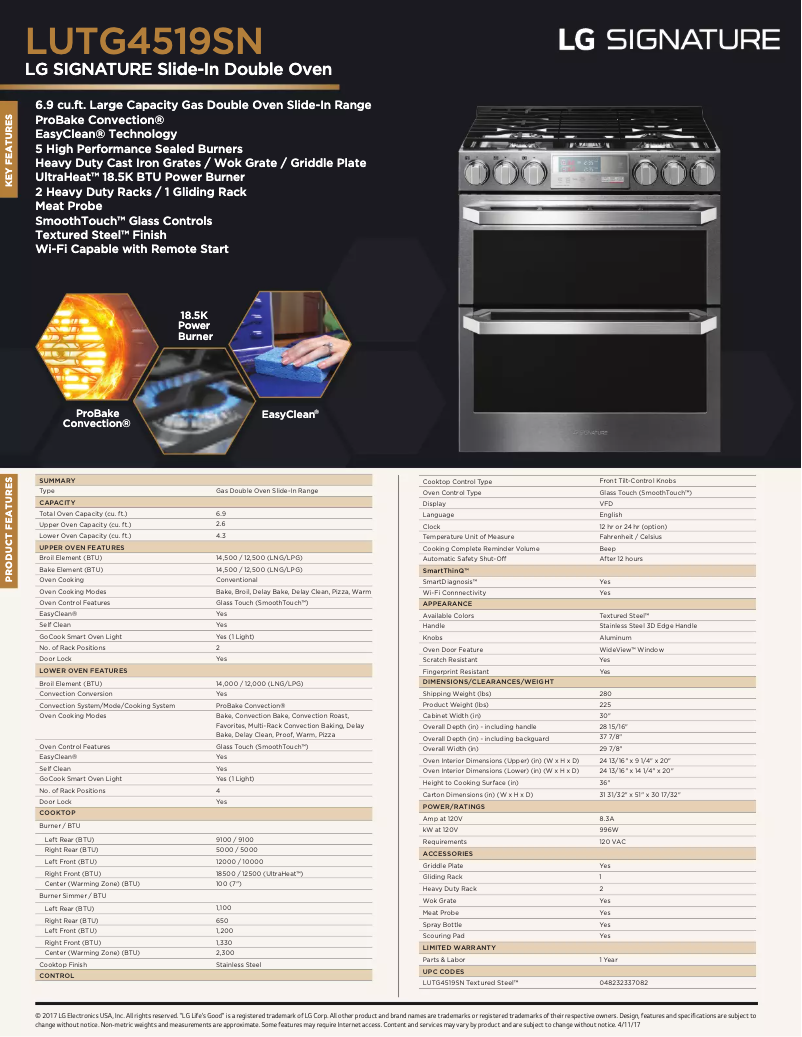 Imagen de la primera página del manual del dispositivo LUTG4519SN