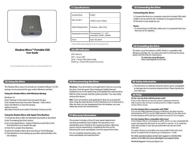 Image de la première page du manuel de l'appareil Shadow Micro