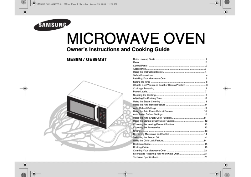 Page 1 de la notice Manuel utilisateur Samsung GE89MPSR