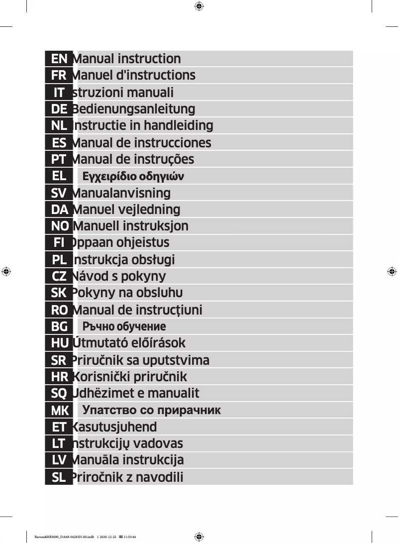 Page n°1 - Manuel utilisateur Samsung RB38C676CS9