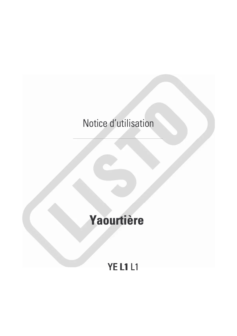 Page 1 de la notice Manuel utilisateur Listo YE L1