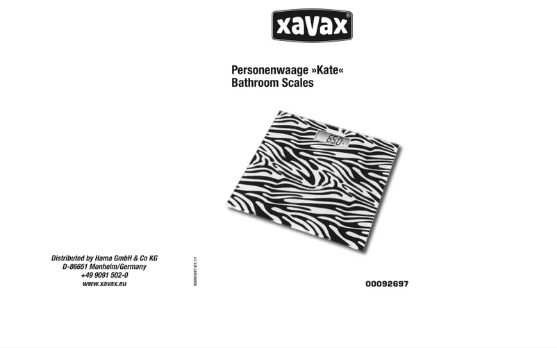 Page n°1 - Manuel utilisateur Xavax Kate