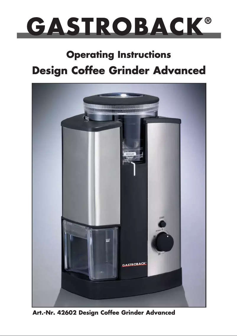 Image de la première page du manuel de l'appareil Design Coffee Grinder Advanced
