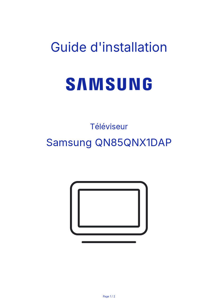 Page n°1 - Guide d'installation Samsung QN85QNX1DAP
