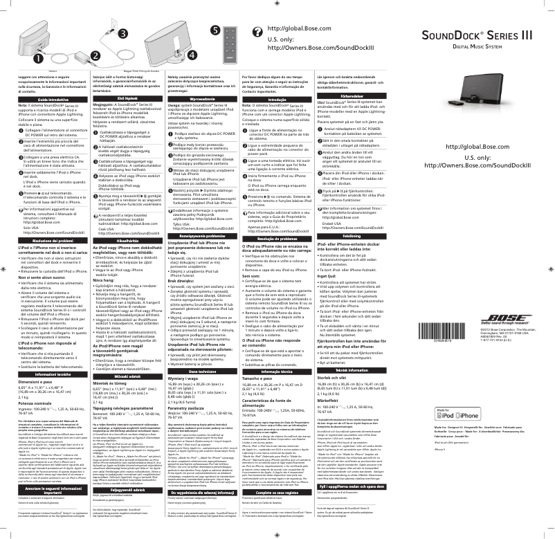 Page 1 de la notice Manuel utilisateur Bose SoundDock III