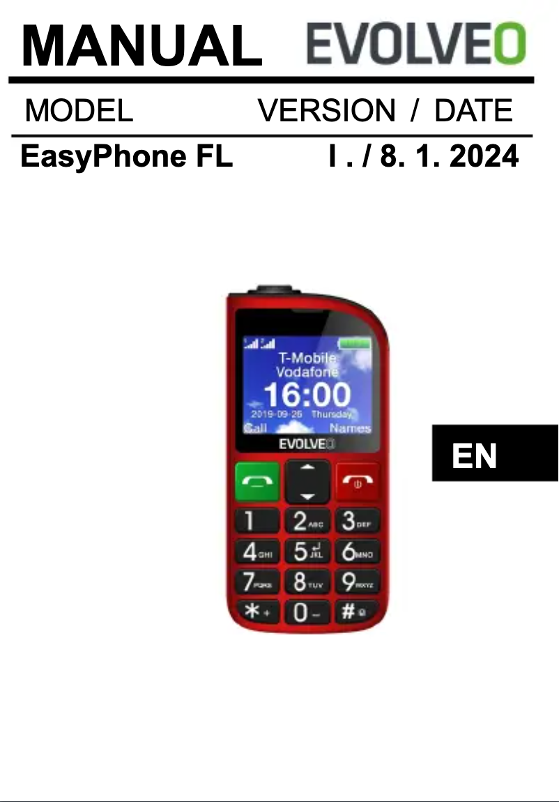 Page n°1 - Manuel utilisateur Evolveo EasyPhone FL