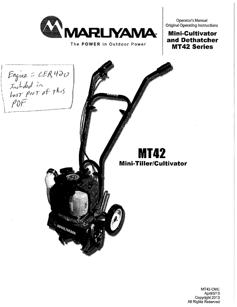 Page n°1 - Manuel utilisateur Maruyama MT42