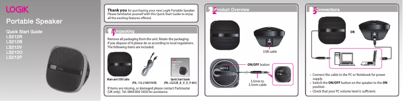 Page 1 de la notice Manuel utilisateur Logik LS212O