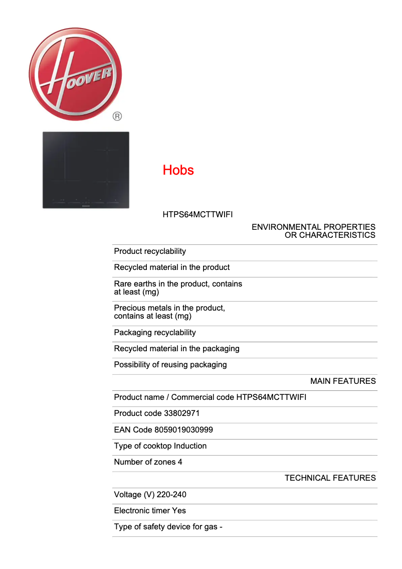 Image de la première page du manuel de l'appareil HTPS64MCTTWIFI