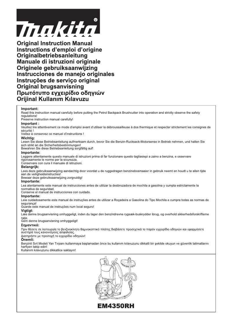 Page 1 de la notice Manuel utilisateur Makita EM4350RH