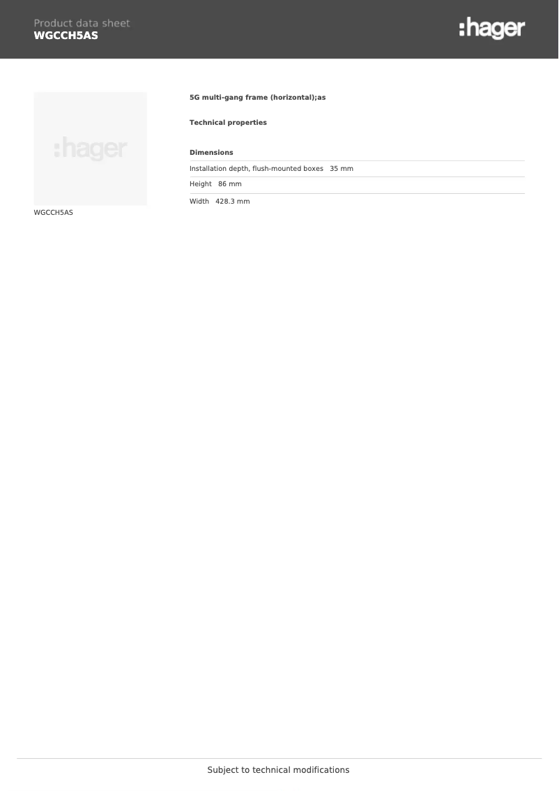 Page n°1 - Fiche technique Hager WGCCH5AS