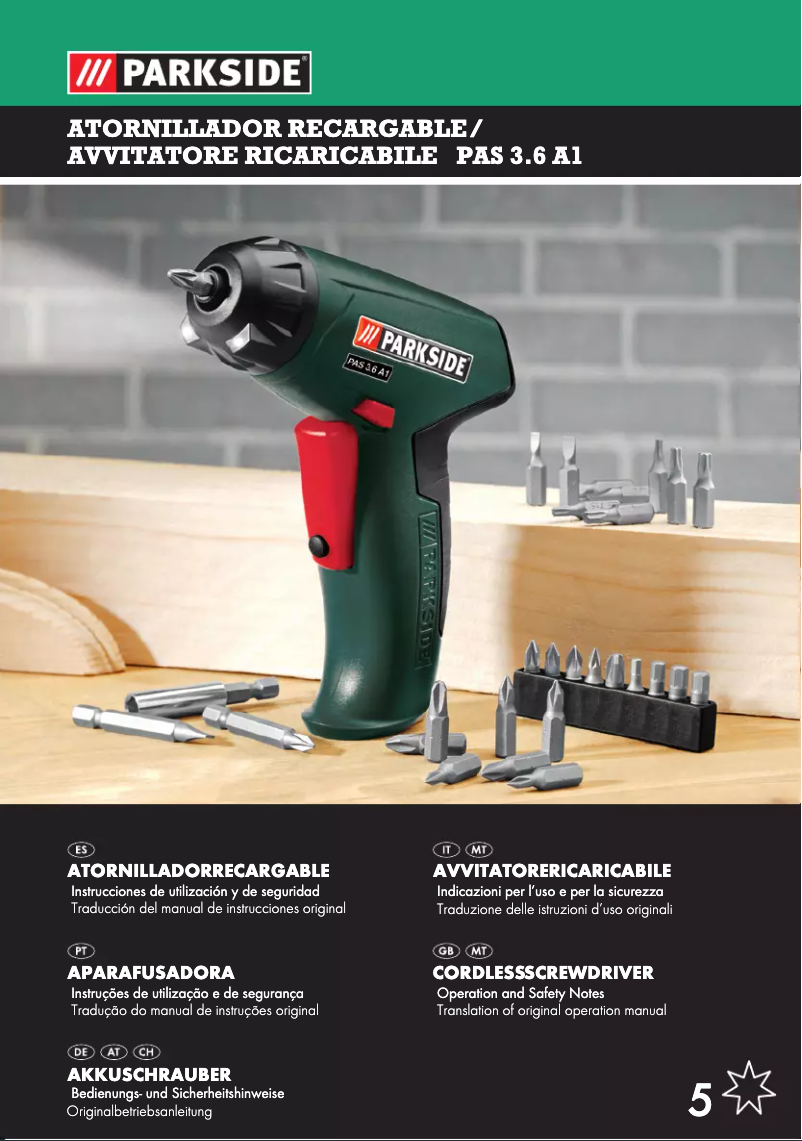 Page 1 de la notice Manuel utilisateur Parkside PAS 3.6 A1